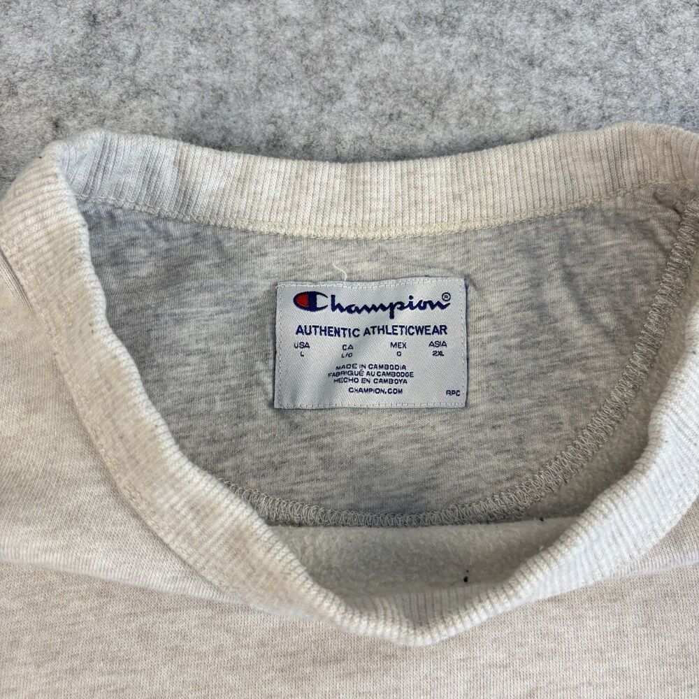 Vintage Champion Gray Grey Crewneck Sweatshirt Cotton Blend Unisex Adult Large - Picture 5 of 16